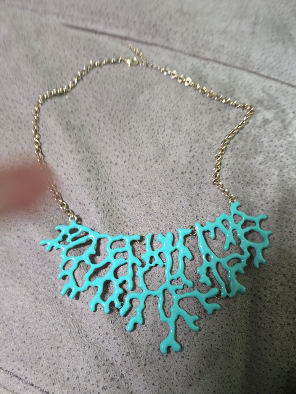 Gold Chain Turquoise Coral Statement Necklace
